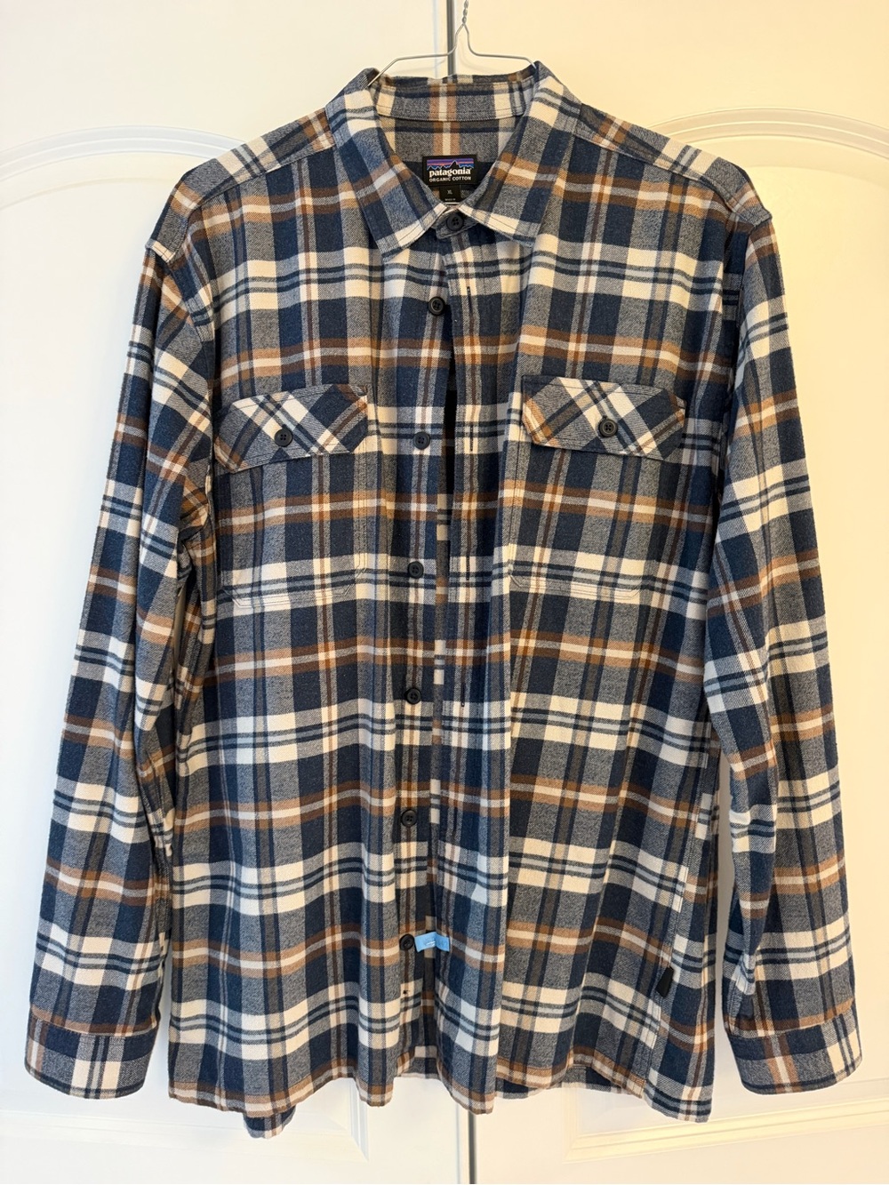 Patagonia Plaid Button-Down Shirt in Blue, Brown & White